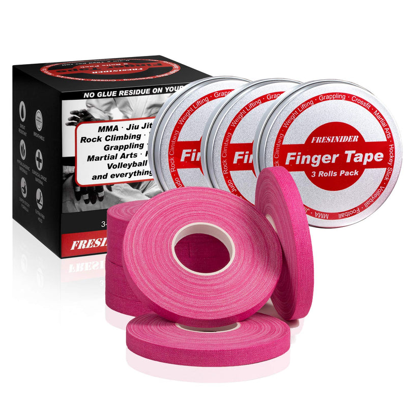 [Australia - AusPower] - FRESINIDER Finger Tape - Strong Athletic Tape | 0.3” x 45 Feet (9 Pack) Tin Set | No Sticky Residue | for Rock Climbing, BJJ Jiu Jitsu, Grappling, Judo, MMA, Rock Climbing and Martial Arts (Pink) Pink 