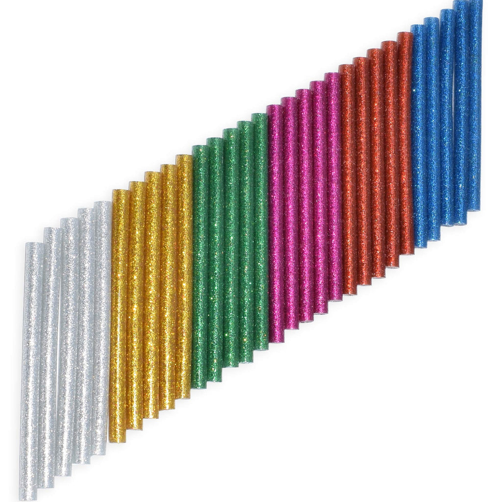 [Australia - AusPower] - Mini Glitter Glue Gun Sticks Colored 30 PCS 6 Colors 0.27 in x 4 in Compatible with Most Glue Guns 