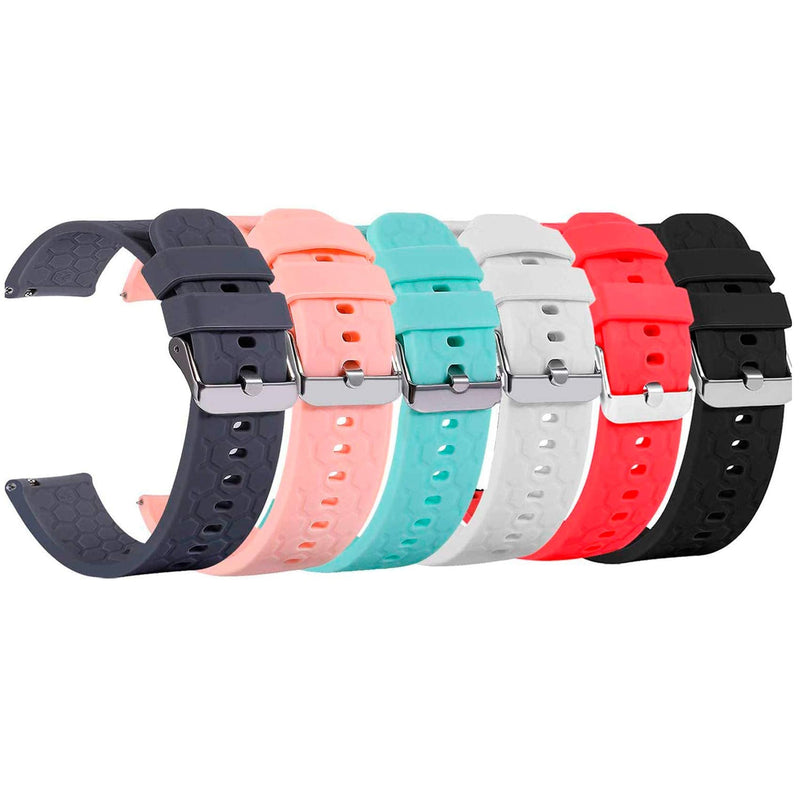 [Australia - AusPower] - FitTurn 6-Pack Bands Compatible with Amazfit GTS 3/2/2 Mini Smart Watch 20mm Replacement Soft Silicone Quick Release Sport Wristband Strap Accessory Bracelet for GTS 3&GTR 42mm Smartwatch 5.5”-8.7” 