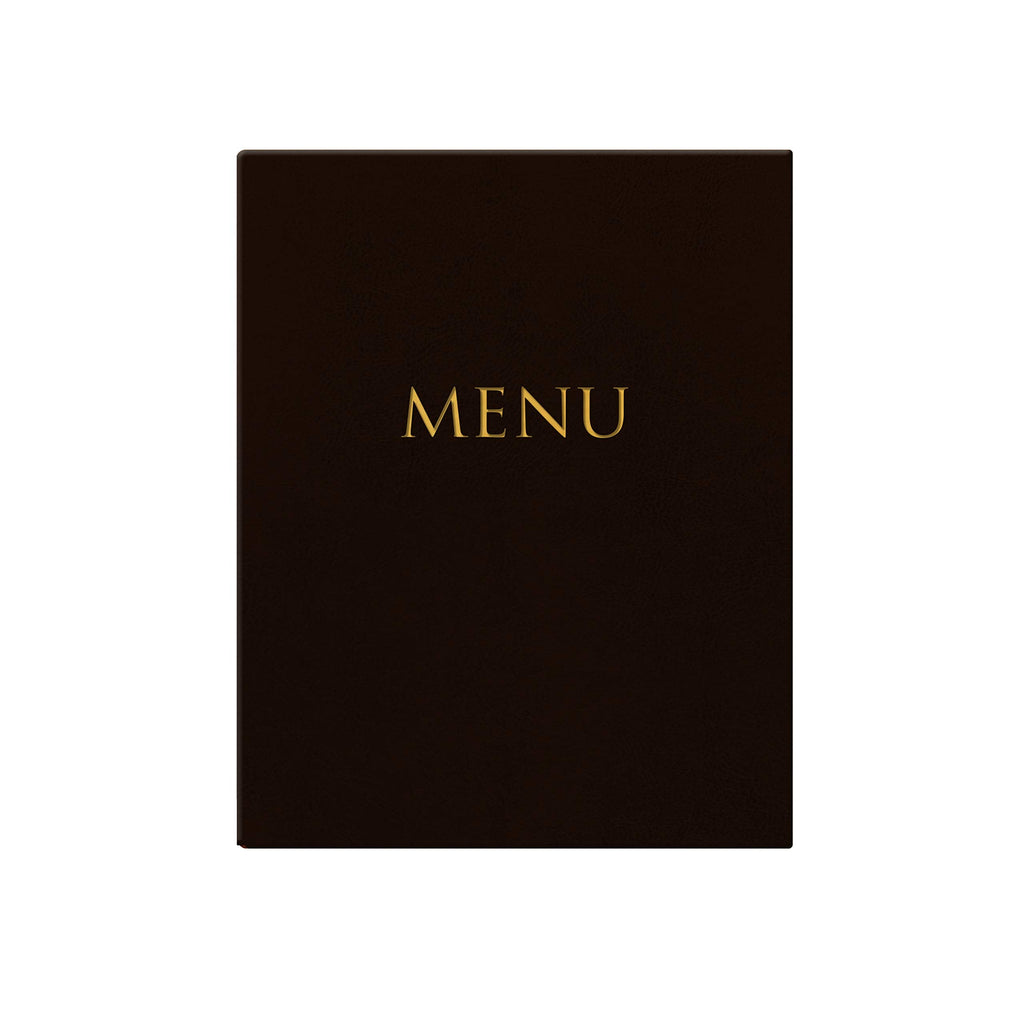 [Australia - AusPower] - Risch Tamarac Padded Menu Cover Made with Sturdy Leather-Like Material, Brown, 2 View Booklet, “Menu” Imprinted with Metallic Gold Foil, 8.5” x 11” 8.5" x 11" 