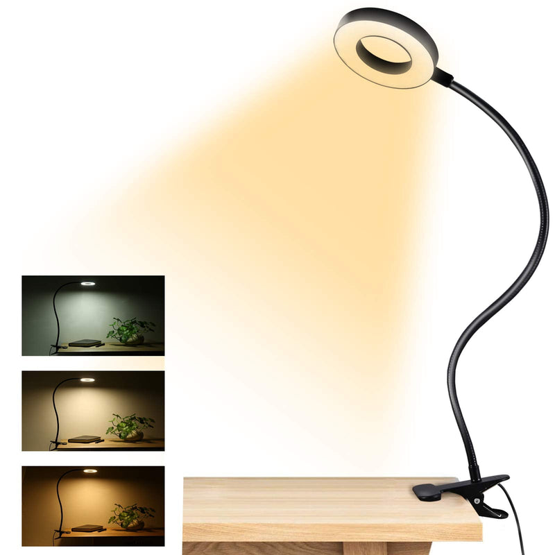 [Australia - AusPower] - Clip on Light Reading Lights , 48 LED USB Desk Lamp with 3 Color Modes 10 Brightness, Eye Protection Book Clamp Light , 360 ° Flexible Gooseneck Clamp Lamp for Desk Headboard and Video Conference 