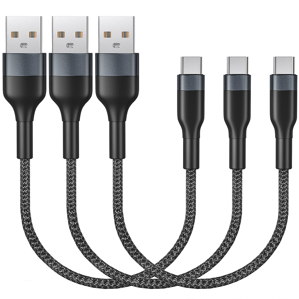 [Australia - AusPower] - USB C Cable 1ft 3 Pack, SUMPK Short Cord 3A Fast Charge Wire, Aluminum Alloy Connector Braided Nylon, USB-C to USB-A 2.0 Phone Type C Cable for Samsung Galaxy S10 S10E S9 S8 S20 