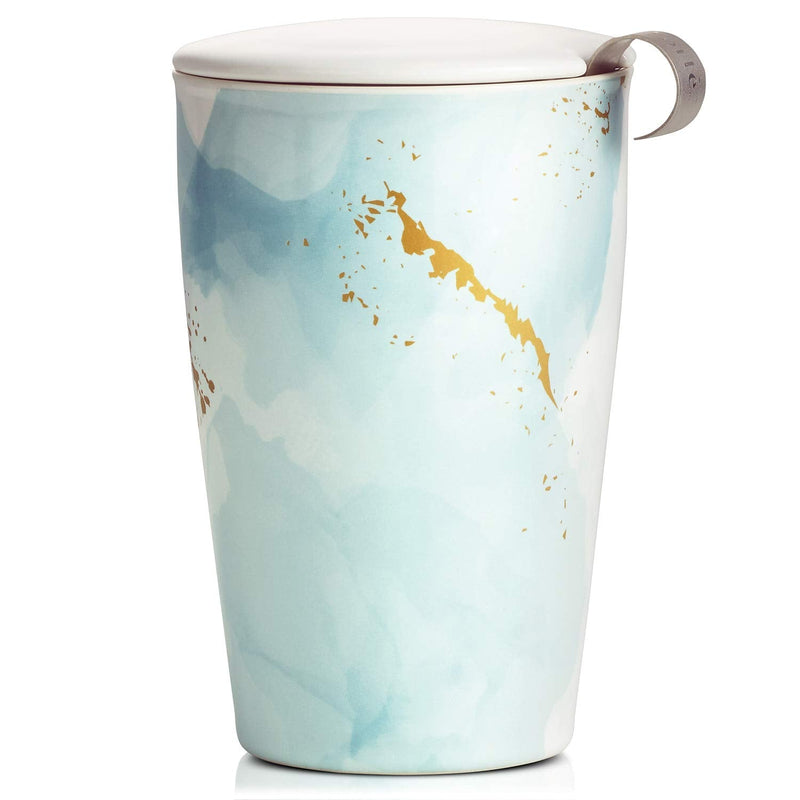 [Australia - AusPower] - Tea Forte Kati Cup in Wellbeing, Ceramic Tea Infuser Cup with Infuser Basket and Lid for Steeping Loose Leaf Tea 