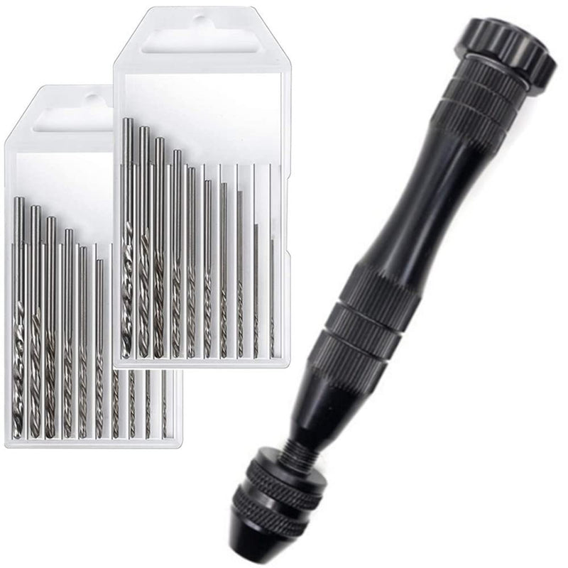 [Australia - AusPower] - KINGFOREST Pin Vise Hand Drill for Resin Casting Molds, Steel Hand Drill with 20 PCS Drill Bits (0.8-3 mm), for Wood, Manual Work DIY, Jewelry, Assembling, Model Making?Black? black 