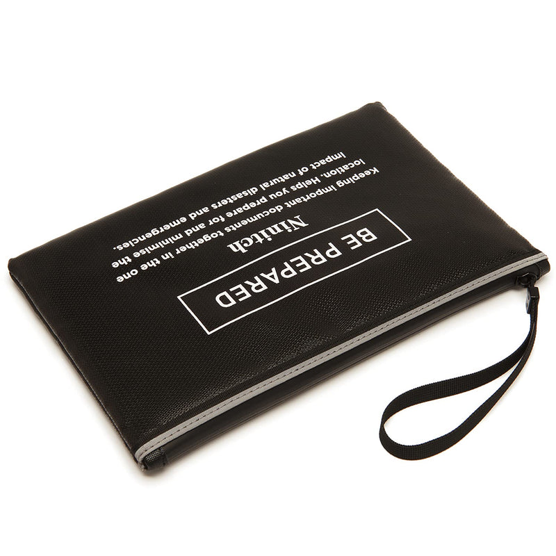[Australia - AusPower] - Fireproof Money Bag,Bank Bag Fireproof and Waterproof Cash Bag with Zipper Closure, Fireproof Safe Storage Bag Envelope, Suitable for documents, Bank Inventory, Passport (Black, M) Black Medium 