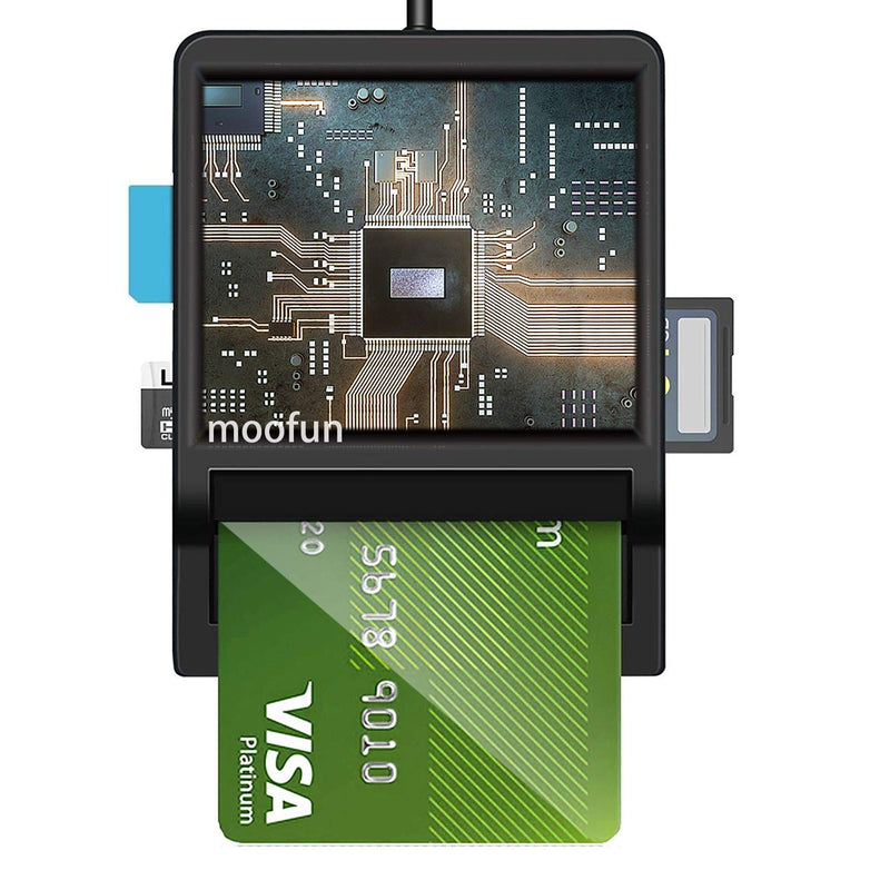 [Australia - AusPower] - Smart Card Reader- Micro SD(TF)/USB SD Card Reader - DOD Military USB Common Access CAC Card Adapter/ID Card/SIM/IC Bank Chip Card(e-Tax) Multi-Function Compatible with Windows XP/Vista/Mac OS/Linux 