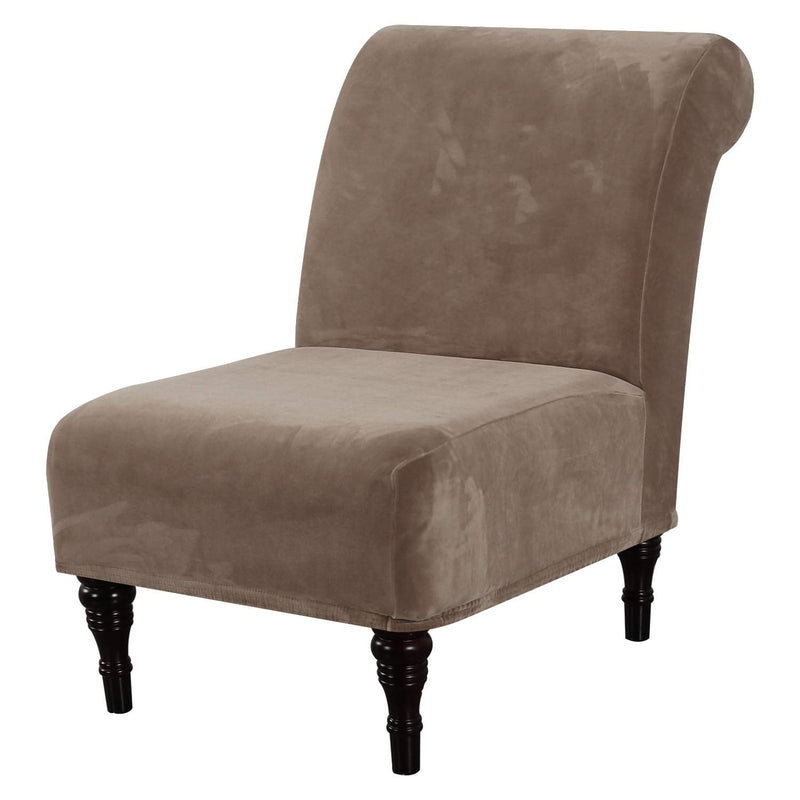 [Australia - AusPower] - Velvet Accent Chair Covers High Stretch Armless Chair Covers for Living Room Luxury Thick Velvet Chair Slipcovers Modern Furniture Protector with Elastic Bottom, Machine Washable, Taupe 