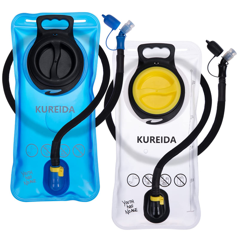 [Australia - AusPower] - KUREIDA Hydration Bladder 2 Liter,Water Bladder with Insulated Tube,BPA Free,Leak Proof,Hydration Reservoir for Hiking,White and Blue. 