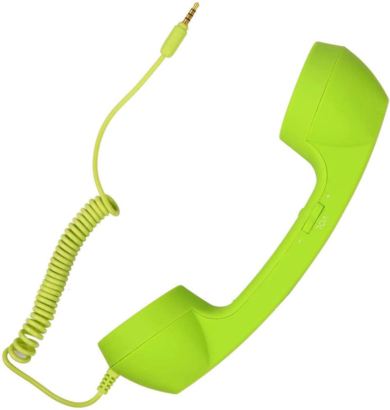 [Australia - AusPower] - YTYKINOY Vintage Retro 3.5mm Telephone Handset Cell Phone Receiver Mic Microphone Speaker for iPhone iPad Mobile Phones Cellphone Smartphone (Green) Green 