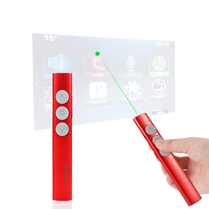 [Australia - AusPower] - Wireless Presenter, Presentation Clicker Pointer, PowerPoint Clicker Remote with Green Light, 2.4GZ Computer Slide Advancer, Volume Control/Hyperlink/Switch Windows Red 