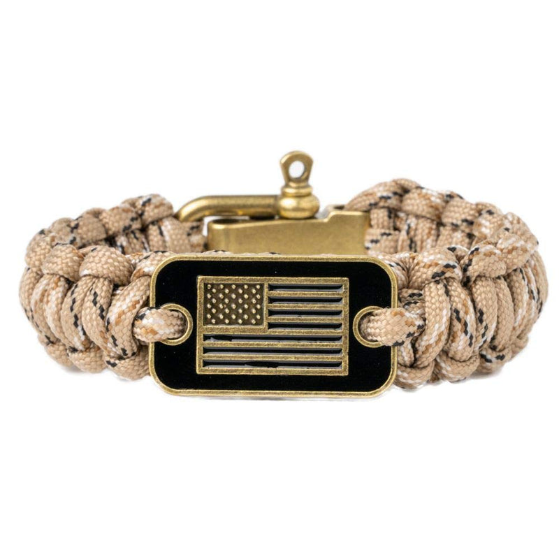 [Australia - AusPower] - Hero Company Camo Paracord Bracelet - Tactical Survival Bracelet for Men with Bronze USA Flag - Helps Pair Military Veterans with a Companion Dog Desert Camo 