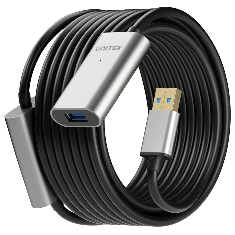 [Australia - AusPower] - USB 3.0 Active Extension Cable, Unitek 32 Feet Extender Cord for Oculus Rift, Xbox Kinect, Playstation, Webcam with 5V2A Power Adapter, Signal Booster,Aluminum 
