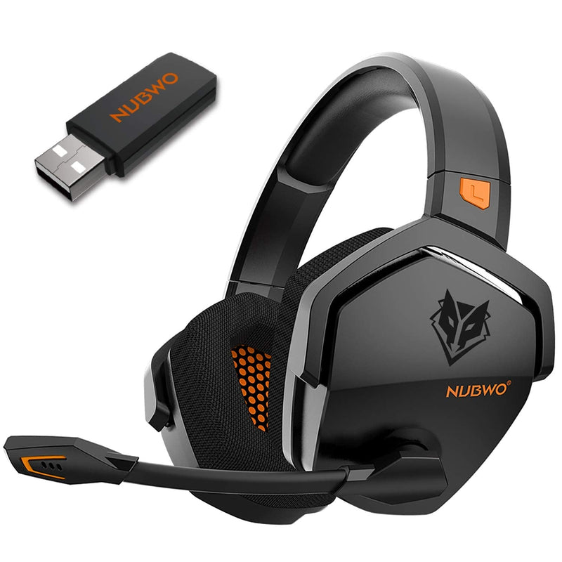 [Australia - AusPower] - NUBWO G06 Wireless Gaming Headset with Microphone for PS5, PS4, PC, Mac, 3-in-1 Gamer Headphones with Mic, 2.4GHz Wireless for Playstation Console, Bluetooth Mode for Switch, Wired Mode for Controller Orange 