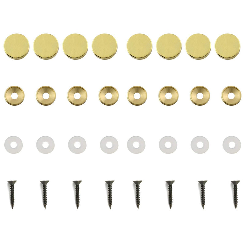 [Australia - AusPower] - Magic&shell Mirror Screw 8Sets 22mm/0.87inch Golden Decorative Mirror Table Brass Round Screws with Decorative Caps Cover Nails 