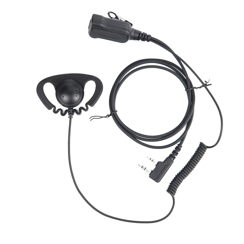 [Australia - AusPower] - WODASEN D Shape Earpiece Headset w/PTT Mic 2 Pin Compatible with Baofeng Kenwood Puxing Wouxun Two Way Radio Walkie Talkie 