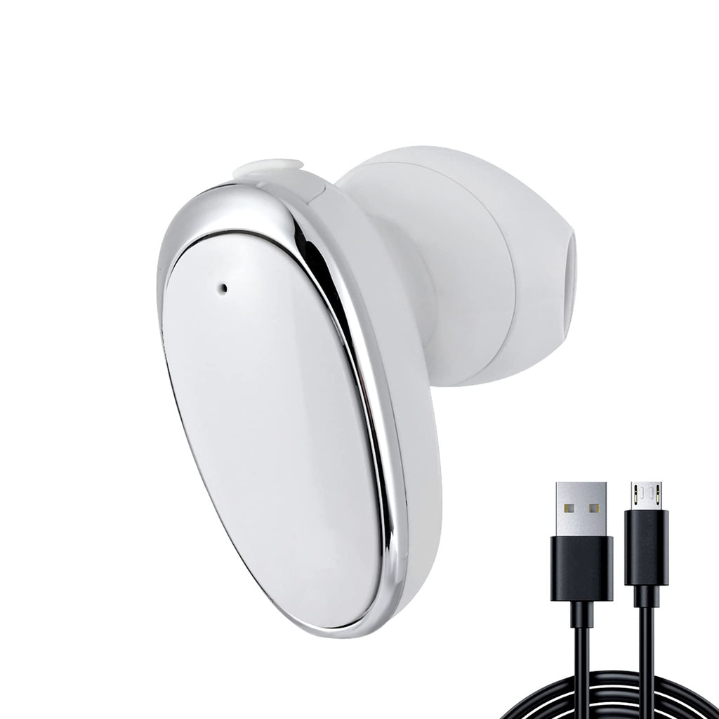 [Australia - AusPower] - Earbuds Headphones, Slim Bluetooth Headset, Wireless Bluetooth Earpiece V5.0 Hands-Free Earphones with Built-in Mic for Driving Business Office Home (Beans, Button-White-MB10) Beans 