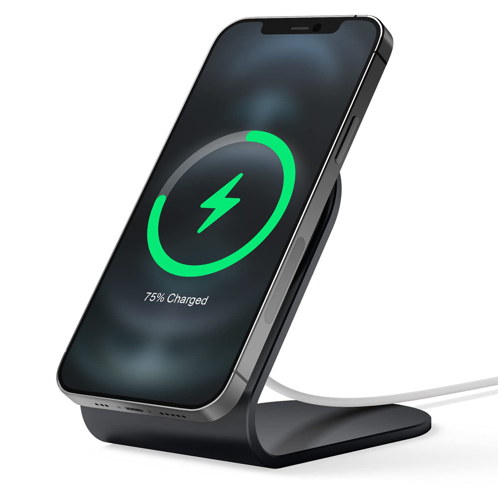 [Australia - AusPower] - elago MS3 Charging Stand Compatible with MagSafe Charger - Durable Aluminum Phone Stand for FaceTime and Streaming, Compatible with iPhone 13 Models (Cable not Included) (Black) Black 
