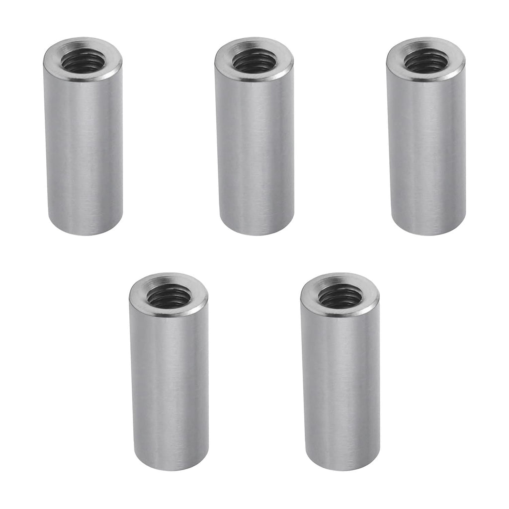 [Australia - AusPower] - Yinpecly M6 Round Connector Nuts 304 Stainless Steel Round Coupling Nut Sleeve Stud Nut 10mm/0.39" Height Silver 5Pcs M6x10mm 5 