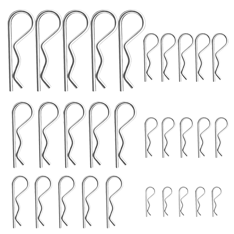 [Australia - AusPower] - 30PCS Cotter Pins, Heavy Duty Hitch Pin, Zinc Plated Steel Spring Fastener Assortment Kit, Cotter Hairpin for Hitch Pins Lock System, Multiple Size M1.6 - M3 