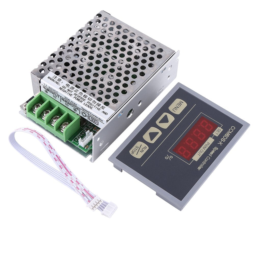 [Australia - AusPower] - 1Pcs 12V(50W) 24V(350W) 48V(500W) DC 30A PWM Motor Speed Controller Governor, with Digital Display Panel, Supports Soft Start and Soft Stop 