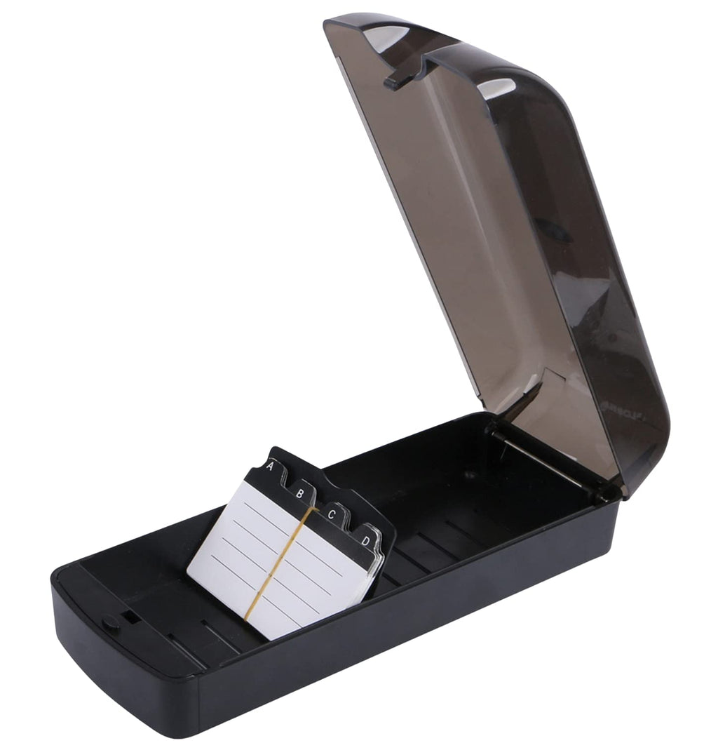 [Australia - AusPower] - 1InTheOffice Business Card File Holder, Name Card Organizer with Dividers and Index Tabs, Smoke/Black 650 Cards Capacity 