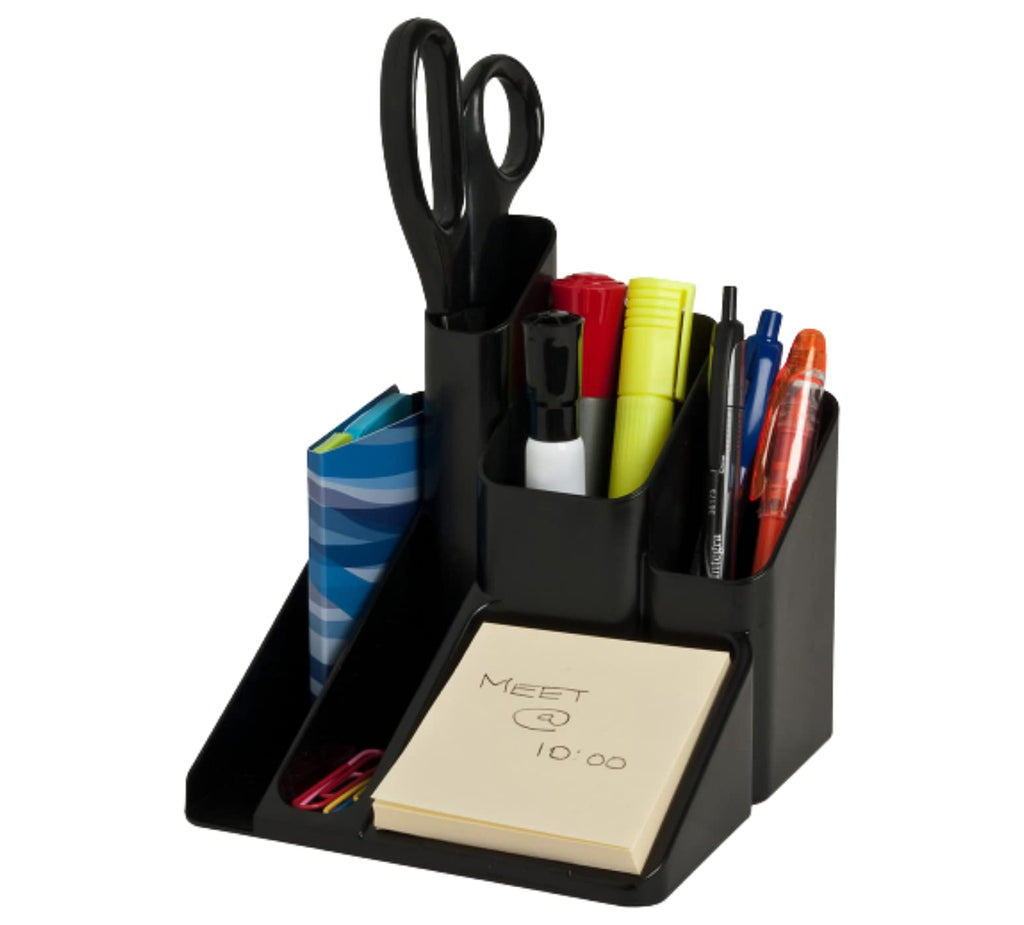 [Australia - AusPower] - 1InTheOffice Desk Organizer, Modern Desk Organizer, Desk Organizers and Accessories, Pencil Organizer for Desk, Black 6" x 6" 