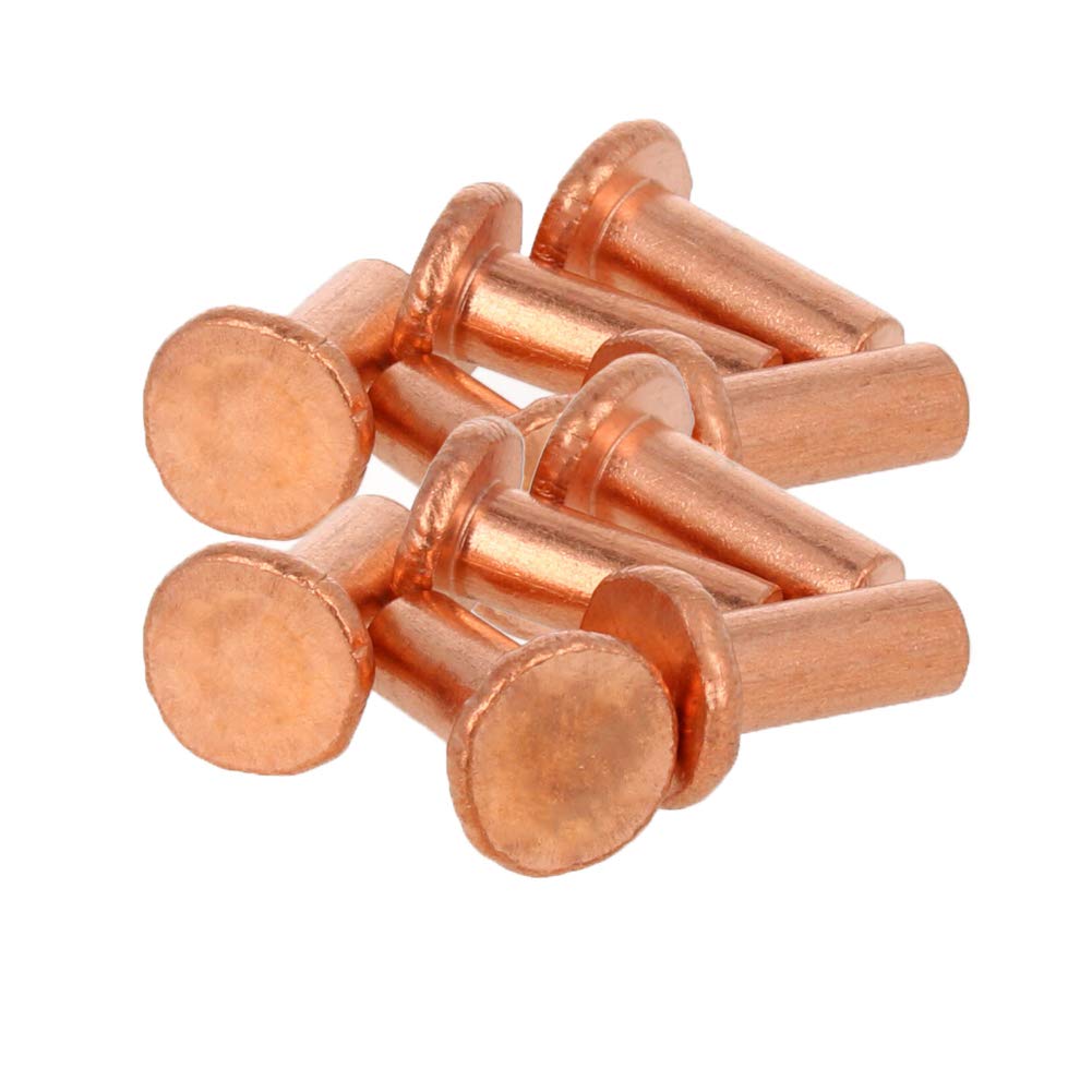 [Australia - AusPower] - Yinpecly 10PCS Round Flat Head Rivet 0.79" x 0.31" (Length x Outer Diameter) Copper Solid Rivets Metal Stud Fasteners Brass Tone 