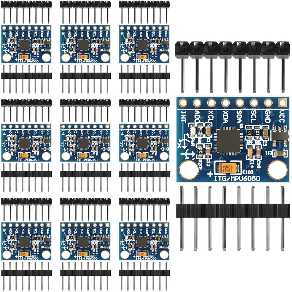 [Australia - AusPower] - GY-521 MPU-6050 MPU6050 Module, 3 Axis Accelerometer 6 DOF Gyroscope Sensor Module Kit 16 Bit Converter Data Output IIC 3-5v Compatible with Arduino (10 Pieces) 10 