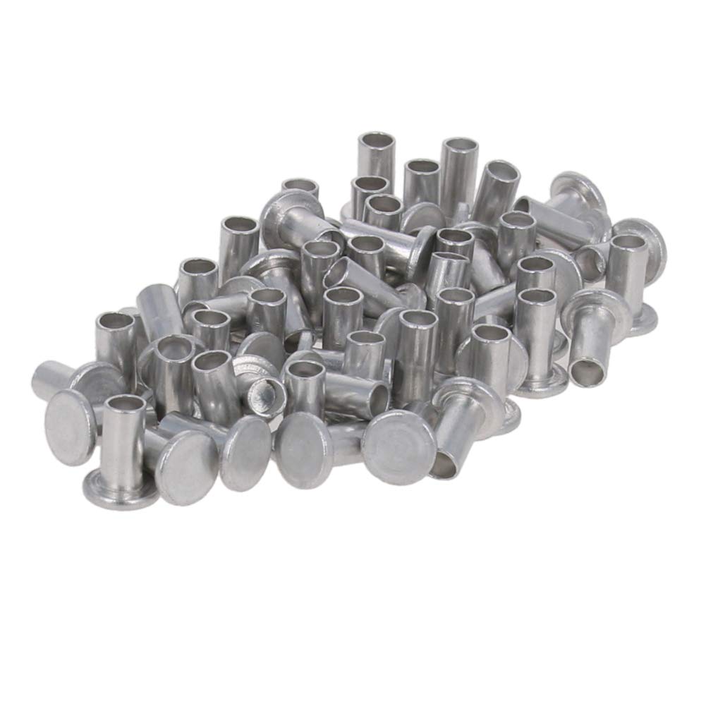 [Australia - AusPower] - Yinpecly 0.16"x 0.31"(D x H) Aluminum Flat Head Semi Tubular Rivets for Fasten Work Pieces Silver Tone 200pcs 