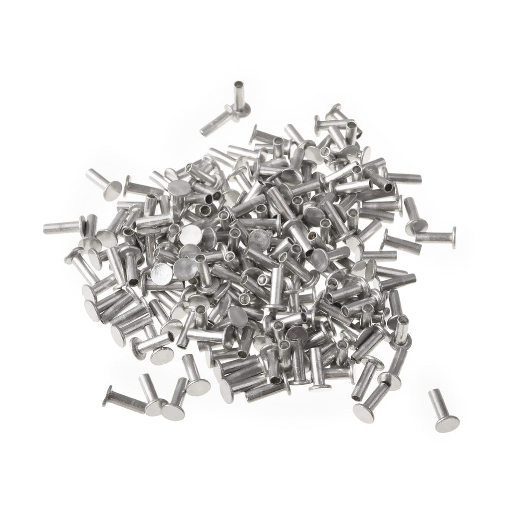 [Australia - AusPower] - Yinpecly 0.08"x 0.24"(D x H) Aluminum Flat Head Semi-Tubular Rivets for Fasten Work-Pieces, Silver Tone 200pcs 