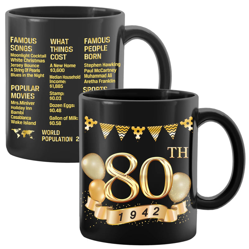 [Australia - AusPower] - Greatingreat 1942 Old Time Information-80th Birthday Mug, Happy 80 Birthday Party, Turning 80 Birthday, 80th Bday For Her & Him, Eighty Birthday Mug, Milestone Birthday 