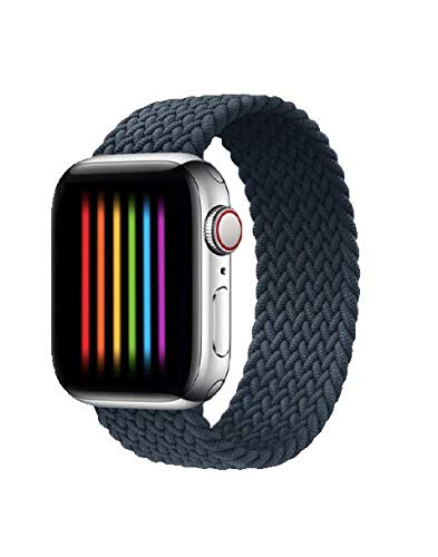 [Australia - AusPower] - Stretchy Soft Braided Solo Loop Band Compatible with Apple Watch Series 6/5/4/3/2/1/SE 38mm 40mm 42mm 44mm 42/44 Small Grey 
