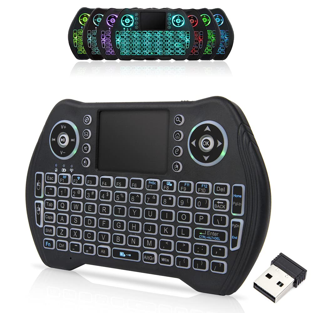 [Australia - AusPower] - Backlit 2.4GHz Mini Wireless Keyboard Remote Control with Touchpad Mouse Combo with USB Dongle Rechargeable Li-ion Battery for Android TV Box/Smart TV/PC/Windows/MacOS/Linux/X-Box/Smart TV Box 