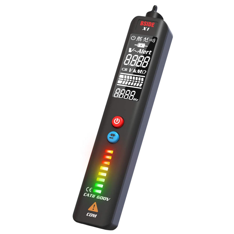 [Australia - AusPower] - BSIDE EBTN LCD Voltage Detector, 3-Line Display Non-Contact AC Voltage Tester Pen, Adjustable Sensitivity, Dual Range 6V-1000V/90V-1000V Electricity Sensor Live Wire Checker with Flashlight 2-IN-1 