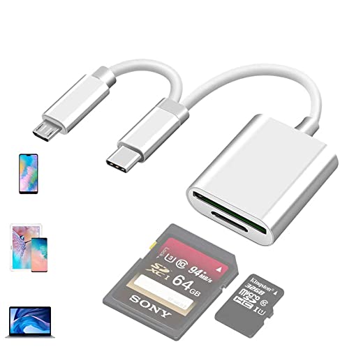 [Australia - AusPower] - MTAKYA 4 in 1 SD Card Reader for Samsung/Android/ Mac/Camera,Micro SD Card Reader SD Card Adapter with Type C/Micro USB OTG Adapter Memory Card Reader Trail Camera Viewer,Plug and Play 