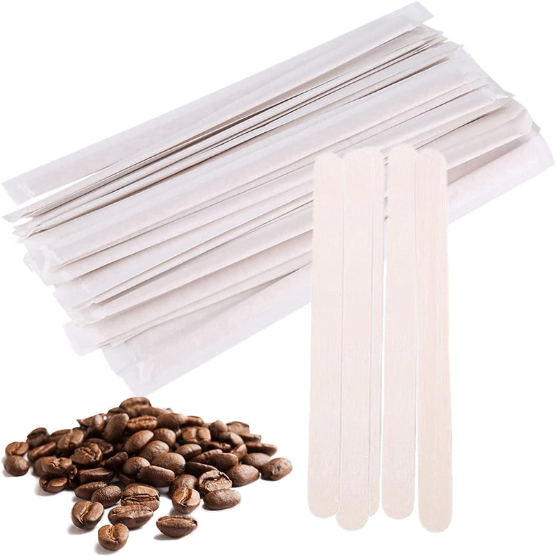 [Australia - AusPower] - 19cm Coffee Stirrers, Wooden Tea Hot Drinks Coffee Stir Sticks Corn Candy Stick with Individually Paper Wrapped 
