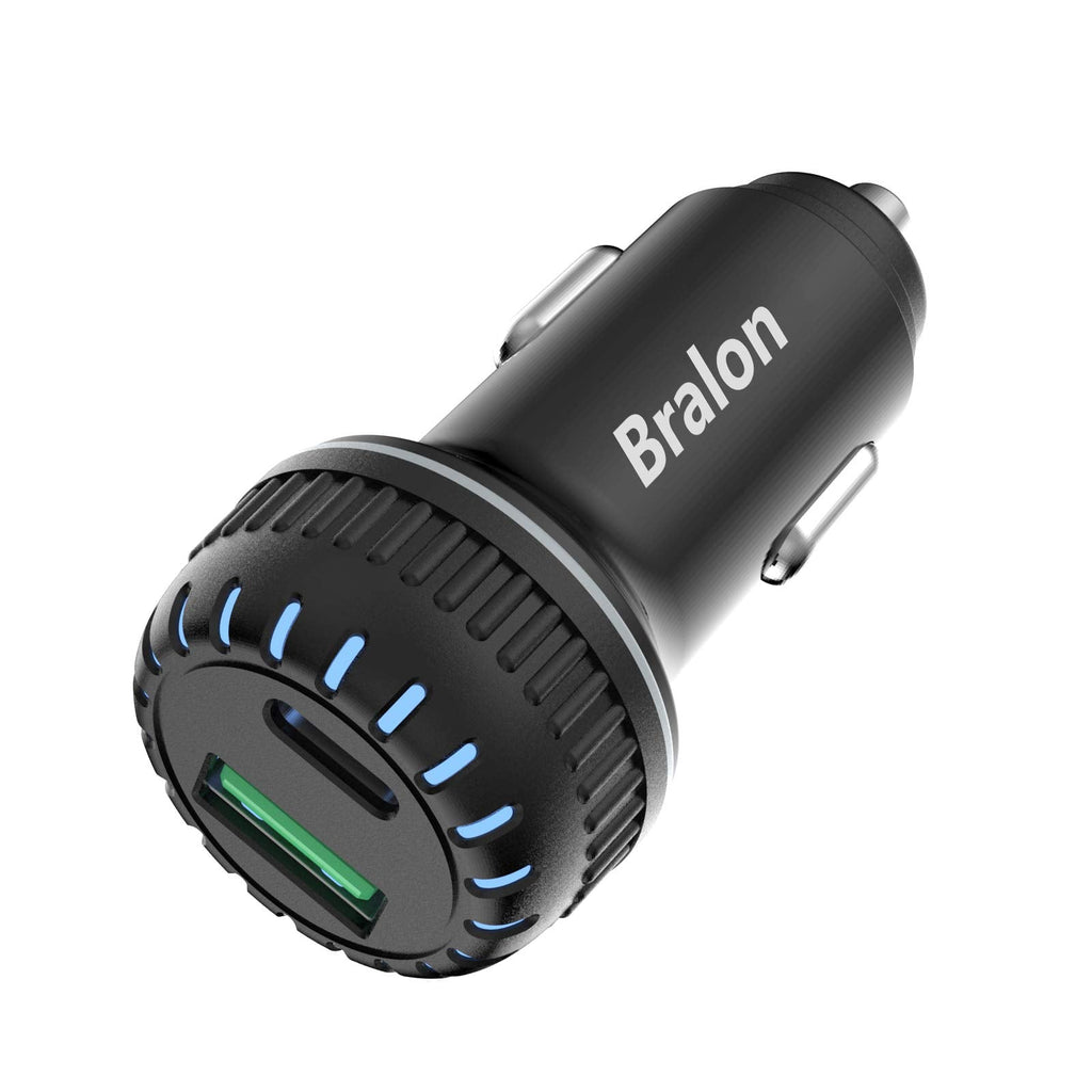 [Australia - AusPower] - USB C Car Charger,Bralon 38W PD3.0 & QC3.0 Dual Fast Car Charger Compatible with Phone 12/12 Pro(Max)/12 mini/11/11 Pro(Max)/XS/XR/X/8,G.alaxy Note S10 S9 S8 S7,Pad&More 