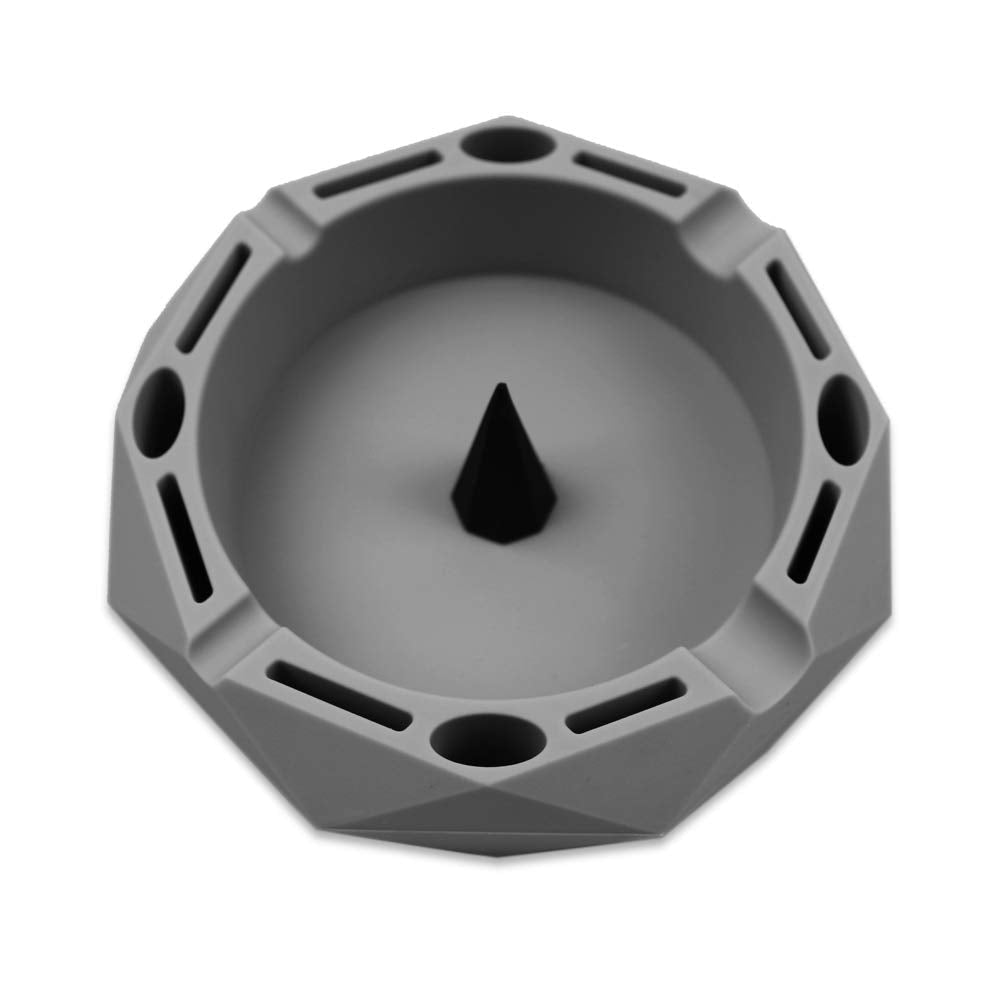 [Australia - AusPower] - 1 Silicone Geometric Ashtray - Gray - Unbreakable Multipurpose Portable Storage Tray - w/Glass Friendly Tapping Center by ooDuo 