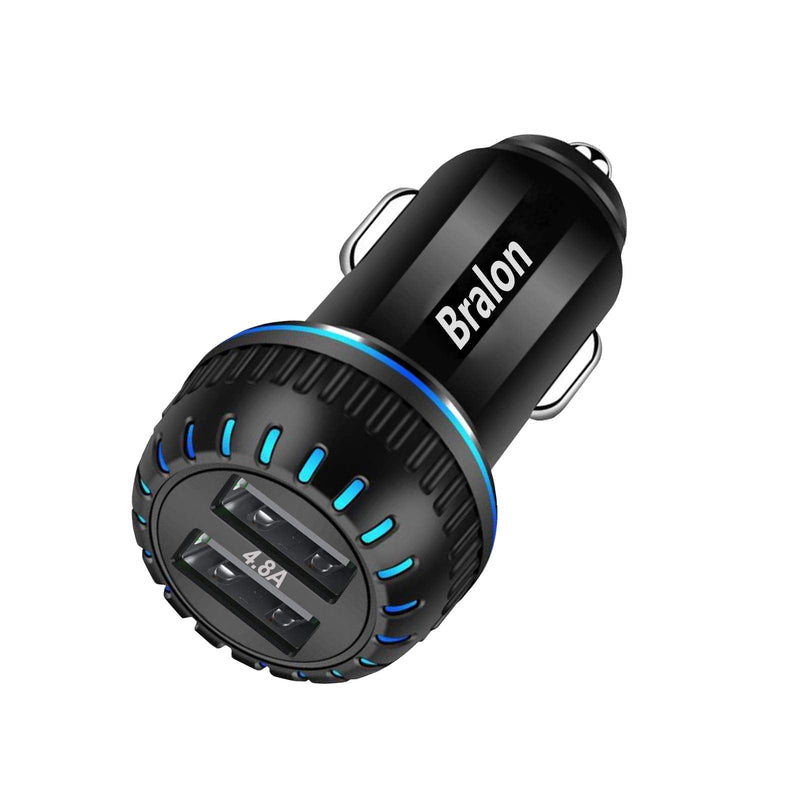 [Australia - AusPower] - USB Car Charger,Bralon 24W/4.8A 2 USB Fast Car Charger Compatible with Phone 12/12 Pro(Max)/12 Mini/11/11 Pro/XS/Xr/X/8 7 6 S Plus,G-alaxy Note S10 S9 S8 S7,Pad and More 1Black 