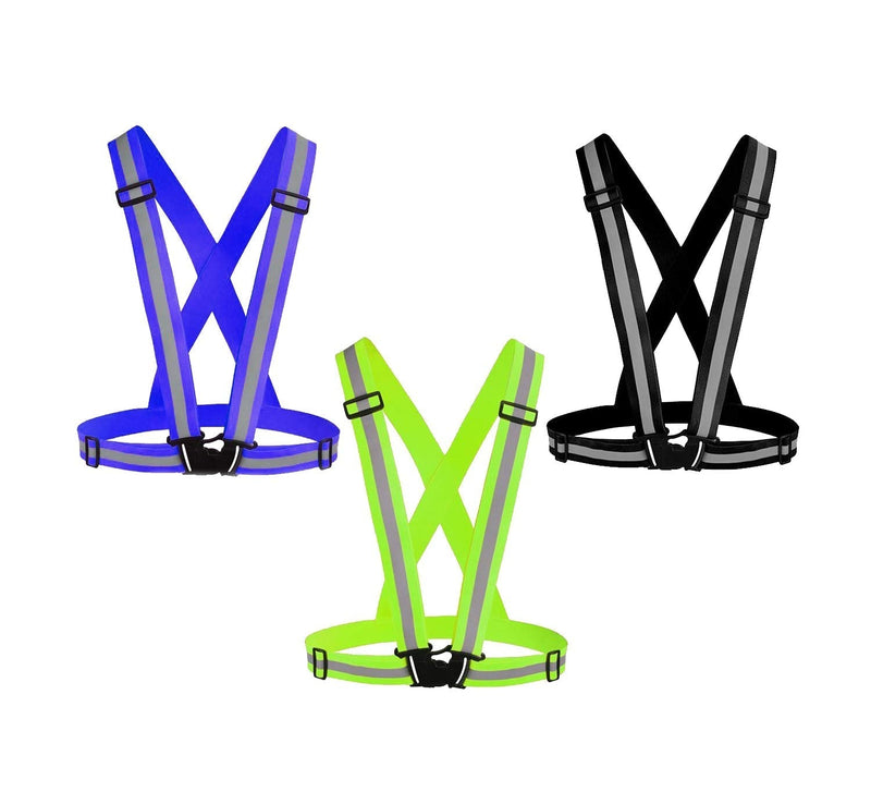 [Australia - AusPower] - Awnuuw Reflective Vest Running Gear 3Pack, Adjustable Safety Vests High Visible Reflective Belt Straps Green,black,blue 