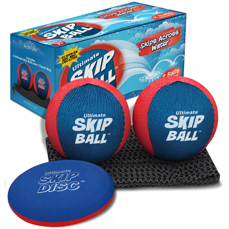 [Australia - AusPower] - The Ultimate Skip Ball – Water Bouncing Ball (2 Pack + Free Skip Disc) Create Lasting Memories with Your Friends & Family at The Beach, Lake or Pool - Great for All Ages 