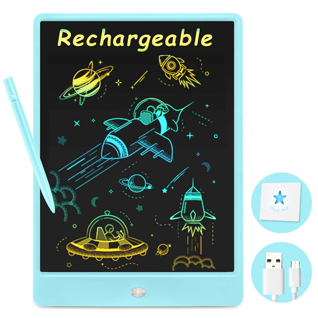 [Australia - AusPower] - Bruiefpap Rechargeable LCD Writing Tablet 10 Inch Colorful Doodle Board, Erasable Drawing Tablet Drawing Pad for Kids, Learning Educational Kids Toys Gifts for 3 4 5 6 7 8-Year-Old Boys, Girls(Blue) Light Blue 