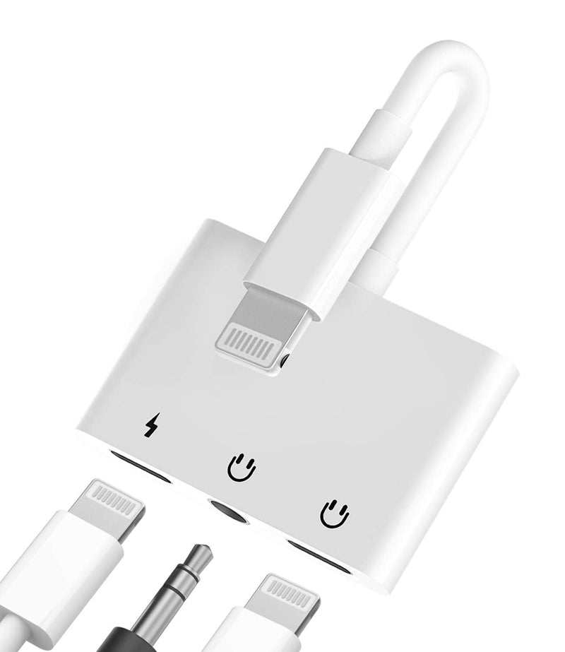 [Australia - AusPower] - Headphone Adapter Lightning to 3.5mm AUX Audio Jack and Charger Extender Dongle Earphone Headset Splitter Compatible with iPhone 11 12 Mini pro max xs xr x se2 7 8 Plus for Ipad Air Cable Converter 