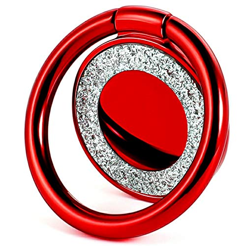 [Australia - AusPower] - Cell Phone Ring Holder Finger Kickstand Turns 360° Degrees & 180° Degrees Adjustable to Fit Your Needs Helps Stabilize Phone for Selfies iPhone Stand Phone Grip Circle Bling 52014 (Red) Red 