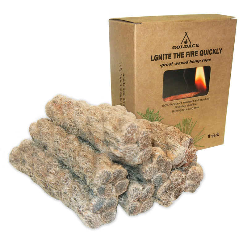 [Australia - AusPower] - GOLDACE100% Windproof, Rainproof and Moisture- Emergency Survival Tool Kits| Long-Lasting Fire Starters for Campfires| Camping Cooking Kindling Tinder| fire Rope Hemp core| Unlimited Shelf Life thick 4 