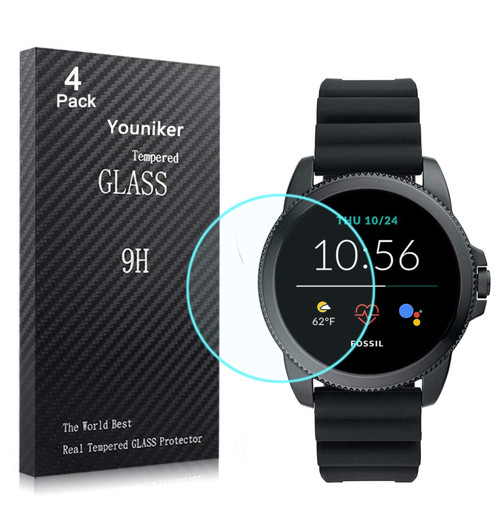 [Australia - AusPower] - Youniker 4 Pack Compatible with Fossil Gen 5E Screen Protector Tempered Glass for New Fossil Men’s Gen 5E 44mm Smartwatch Screen Protectors Cover Anti-Scratch 