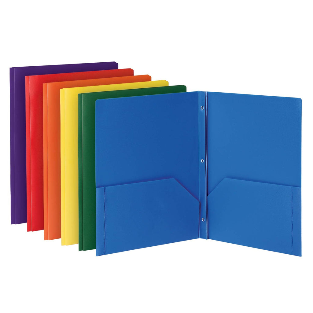 [Australia - AusPower] - Oxford 2 Pocket Folders with Fasteners, Sturdy Plastic Folders, Letter Size, Asstd. Colors (Blue, Green, Yellow, Orange, Red, Purple), 6 Pack (13189) 