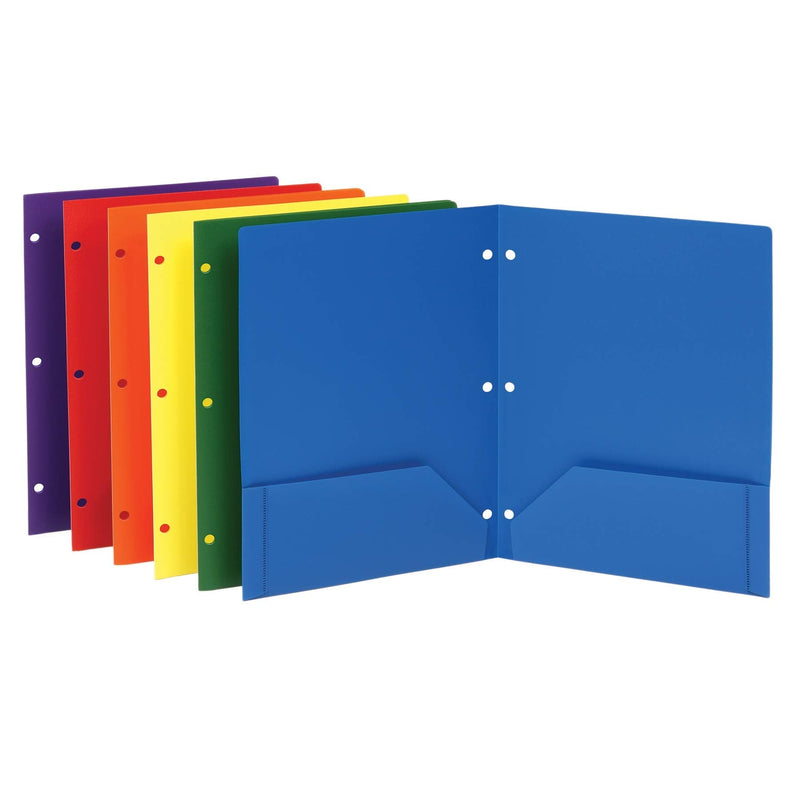 [Australia - AusPower] - Oxford 2 Pocket Folders, Sturdy Plastic Portfolio, 3 Hole Punch, Letter Size, Asstd. Colors (Blue, Green, Yellow, Orange, Red, Purple), 6 Pack (14187) 