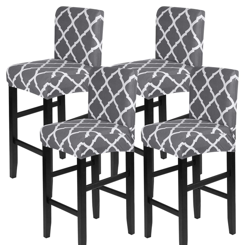 [Australia - AusPower] - SearchI Stretch Bar Stool Covers Set of 4, Stretch Removable Washable Printed Bar Stool Chair Covers, Counter Height Chairs Covers for Kitchen Dining Room Cafe Furniture Rhombus Grey 