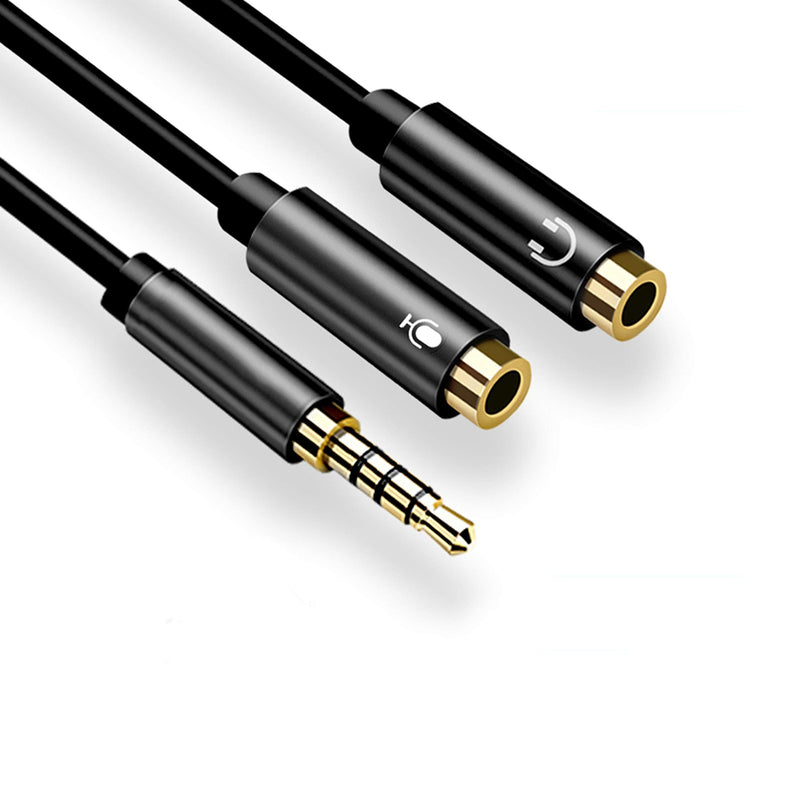 [Australia - AusPower] - Headphone Splitter, 3.5mm Extension Cable Audio Stereo Y Splitter, 3.5mm Male TRS to 2 Dual 3.5mm Female Jack Adapter for Phone, PS4, Tablets, Laptop, (Black) 